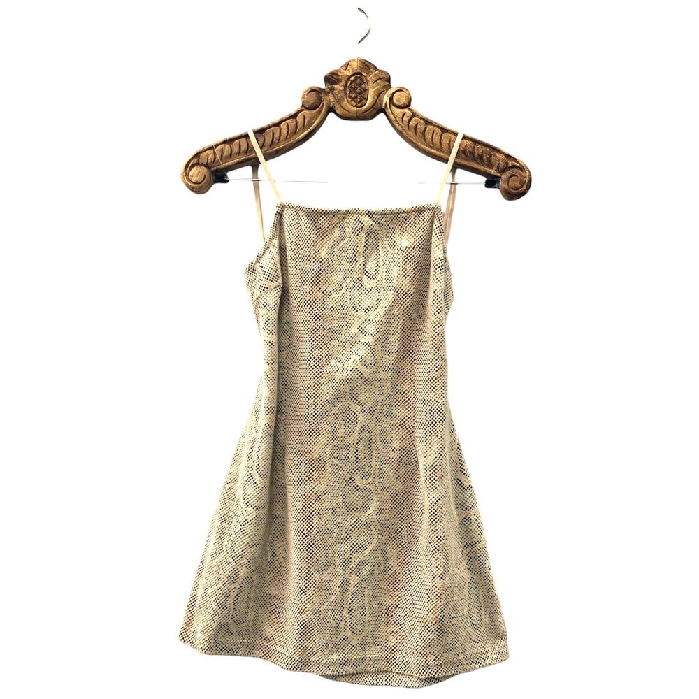 Urban Outfitters Dress Snake Textured Square Neck A Line Mini Strappy Tie Back S